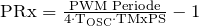 \text{PRx} = \frac{\text{PWM Periode}}{4 \cdot \text{T}_{\text{OSC}} \cdot \text{TMxPS}} - 1